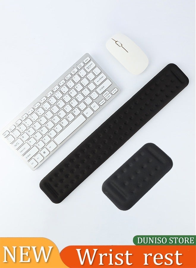 DUNISO Memory Foam Keyboard And Mouse Wrist Rest Pad, Ergonomic Keyboard Wrist Rest, Wrist Support Pad, Keyboard Support, Pain Relief Easy Typing For Desktop Computer,  Office And Laptop - Image 1