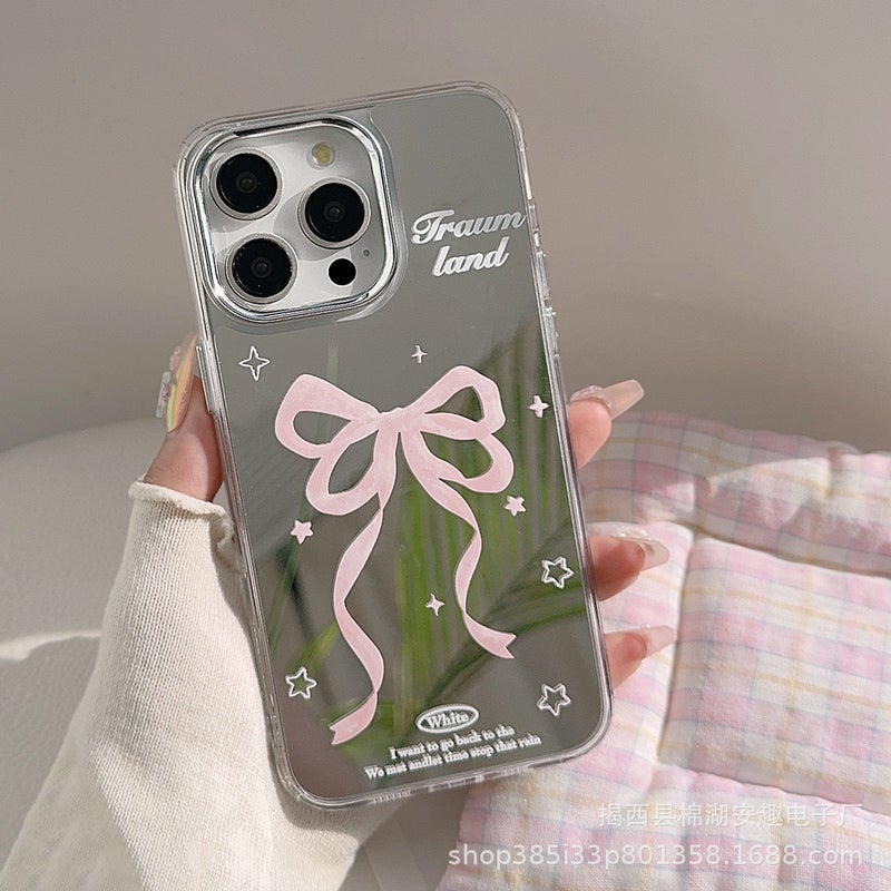 Bowknot Simple Apple 15 Phone Case iPhone 14 Mirror 13Promax Women''s Model 12/11/16 Mirror 17 - Image 4