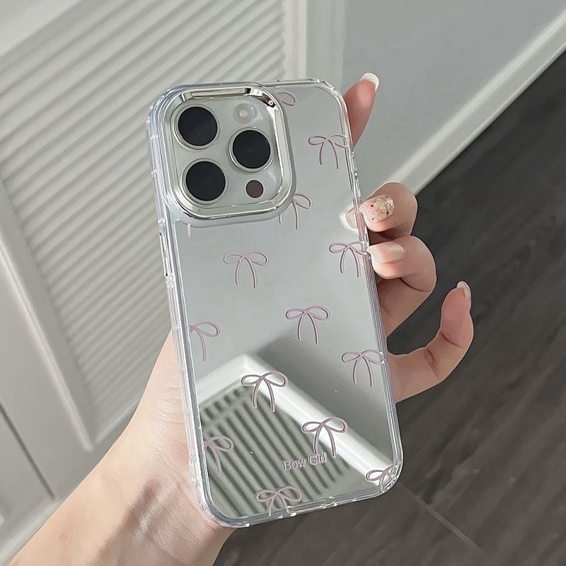 Bowknot Simple Apple 15 Phone Case iPhone 14 Mirror 13Promax Women''s Model 12/11/16 Mirror 17 - Image 5