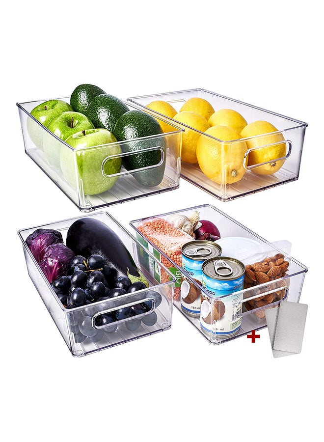 Fridge Organisers Bins [Set Of 4] Fridge Storage Containers Clear Fridge Storage Containers With Handles Kitchen Pantry Organizers And Storage Refrigerator Organizer Pantry Storage - Image 1