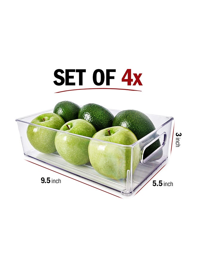 Fridge Organisers Bins [Set Of 4] Fridge Storage Containers Clear Fridge Storage Containers With Handles Kitchen Pantry Organizers And Storage Refrigerator Organizer Pantry Storage - Image 2