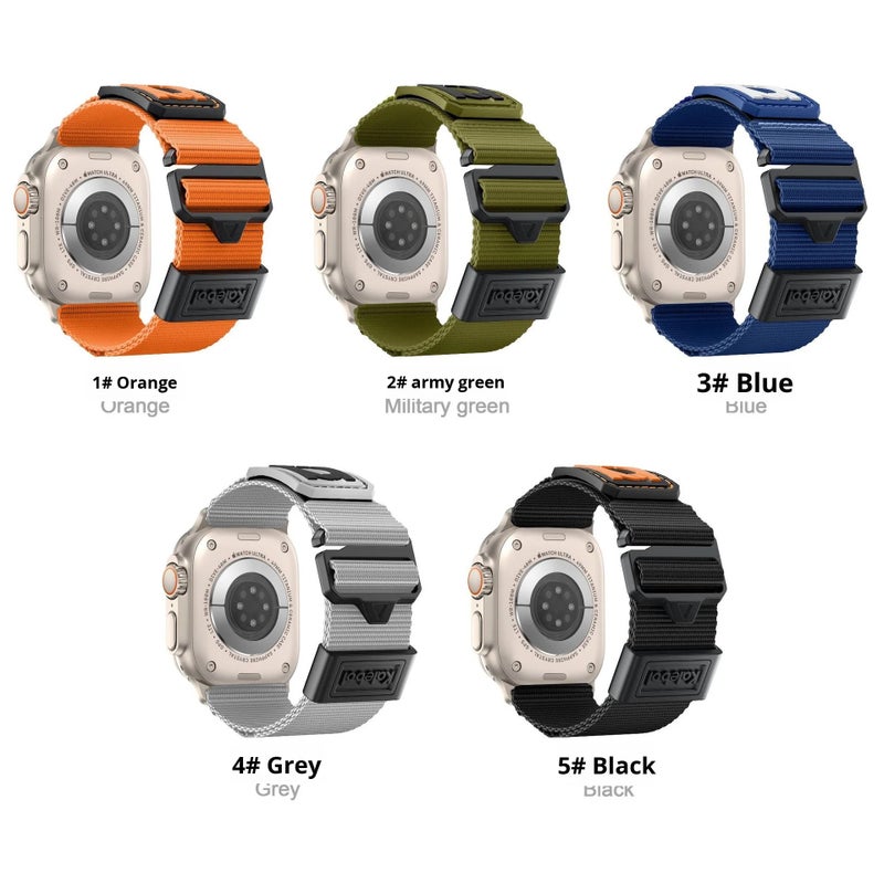 Bluejw Breathable Nylon Canvas Apple Watch Sport Strap - Velcro Mountaineering Loop Replacement Band 24mm - Image 3