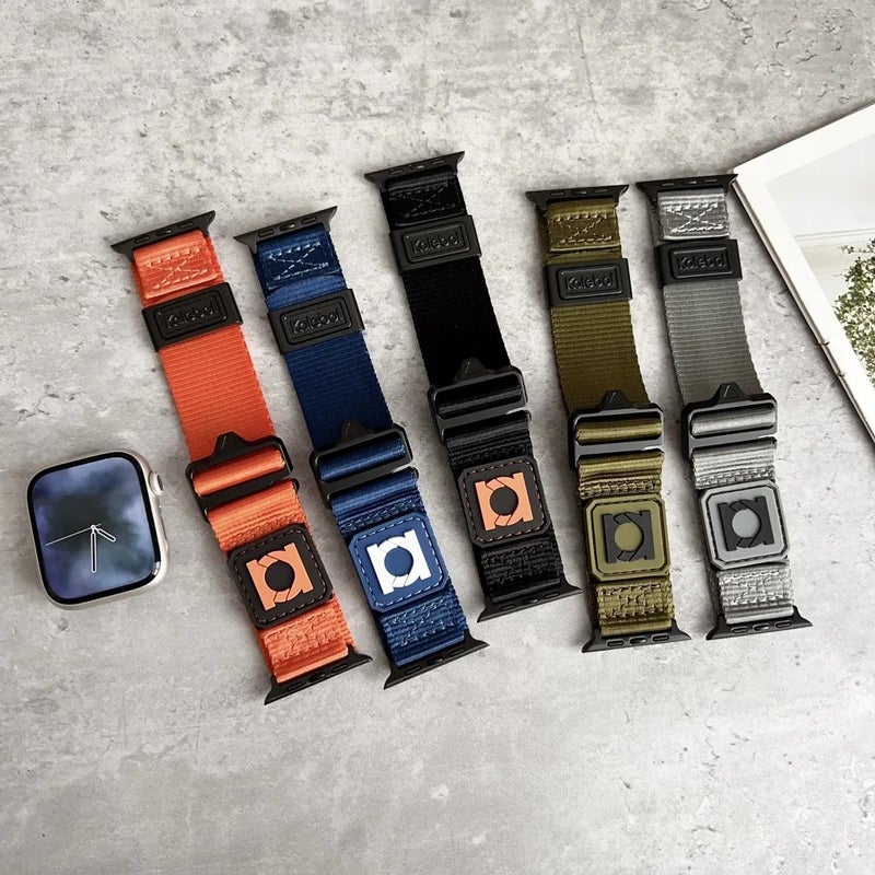 Bluejw Breathable Nylon Canvas Apple Watch Sport Strap - Velcro Mountaineering Loop Replacement Band 24mm - Image 4