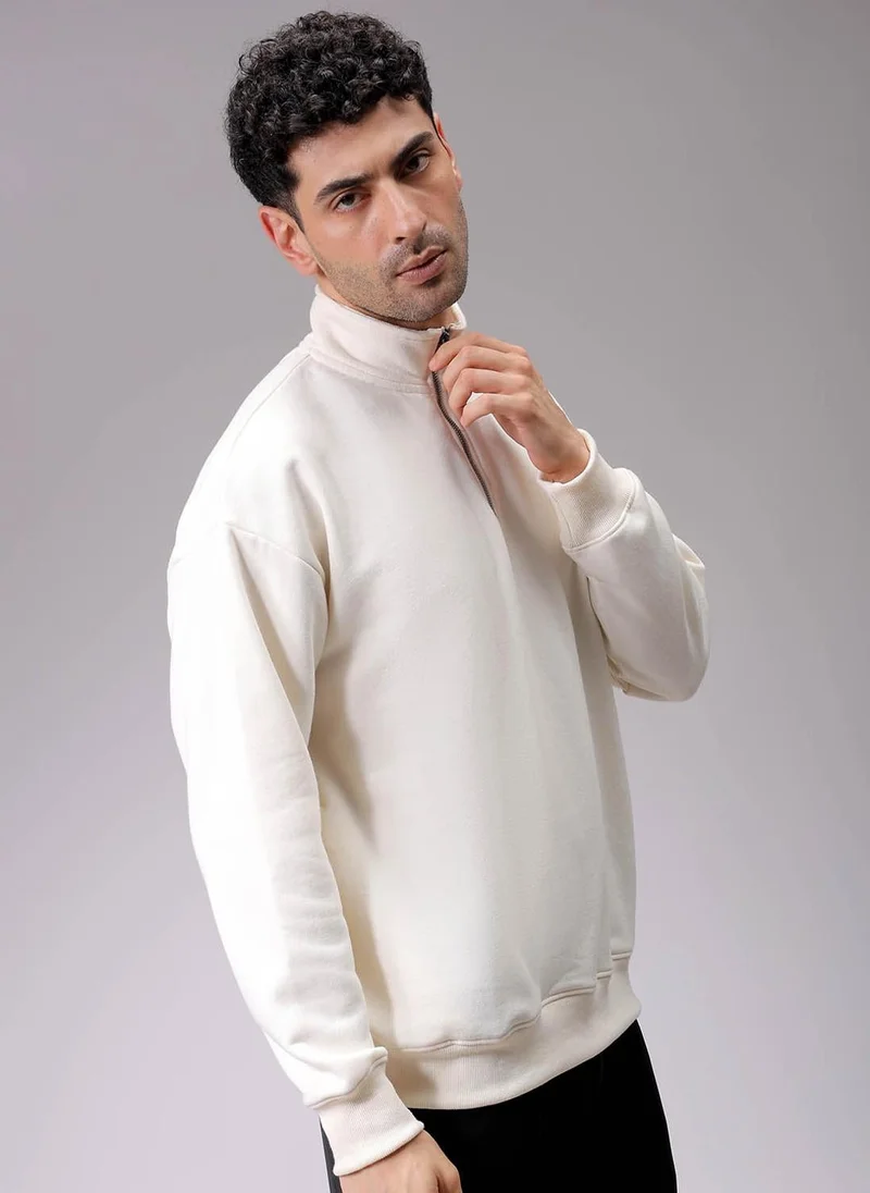 ذا انديان كراج كو Men Relaxed Fit Solid High neck Overhead High Neck Sweatshirt