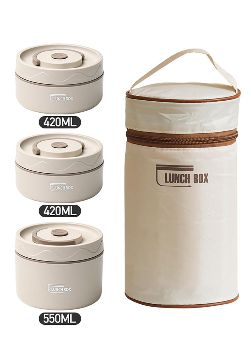 Lunch Box Quilts Lunch Box Stainless Steel Thermal , Leakproof Lunch Box, Portable Insulated Lunch Box Set in Bag for  Adults and Kids - Stackable Lunch Box - 3-Tier  - Image 1
