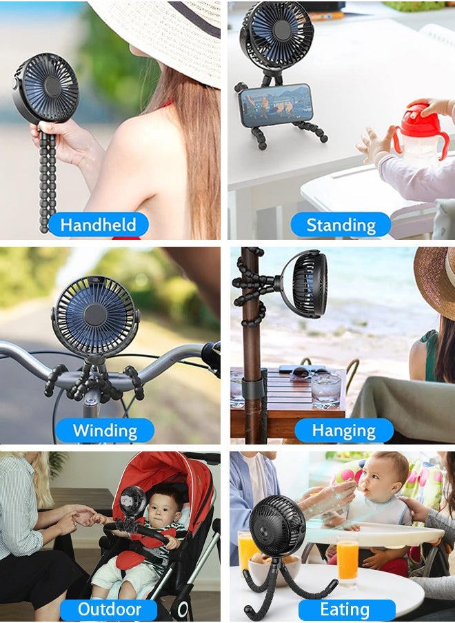 Generic - Portable Baby Stroller Fans With 4-Speed Adjustment For Stroller And Car Seat, Black - Image 1