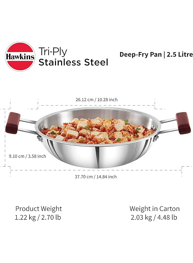 هوكينز مقلاة عميقة ثلاثية الطبقات من الفولاذ المقاوم للصدأ متوافقة مع الحث، سعة 2.5 لتر، قطر 26 سم، سمك 3 مم، لون فضي (SSD25) - Image 5