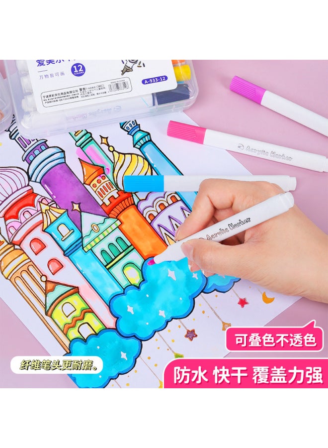 HELPS Acrylic Marker Children's Painting Triangle Bar Graffiti Pen Suit Waterproof Paper Stackable Color Student Painting Pen - Image 2