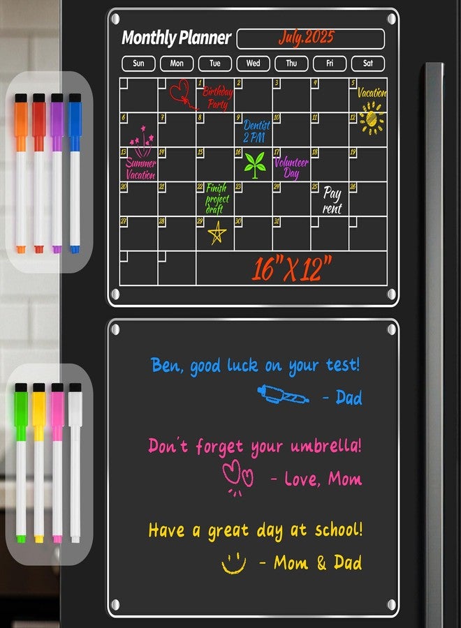 FINDMAG Acrylic Magnetic Dry Erase Board Calendar for Refrigerator, Magnetic Whiteboard for Fridge, 16"x12" Monthly Magnet Calendar for Refrigerator with 8 Colorful Highlight Markers - Image 3