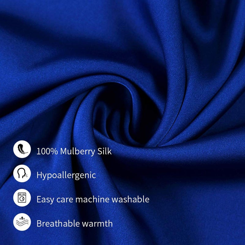 Jocoku Jocoku 100% Mulberry Silk Pillowcases Set of 2 for Hair and Skin and Super Soft and Breathable Queen Size Nature Silk Pillowcases (Queen  Royal Blue)  - Image 3