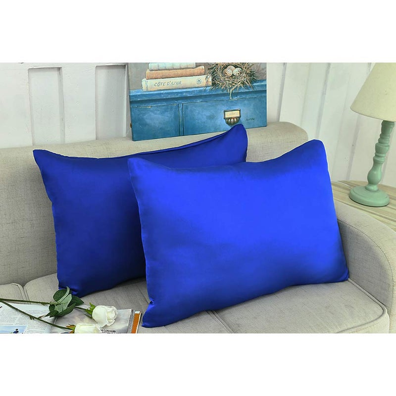 Jocoku Jocoku 100% Mulberry Silk Pillowcases Set of 2 for Hair and Skin and Super Soft and Breathable Queen Size Nature Silk Pillowcases (Queen  Royal Blue)  - Image 2