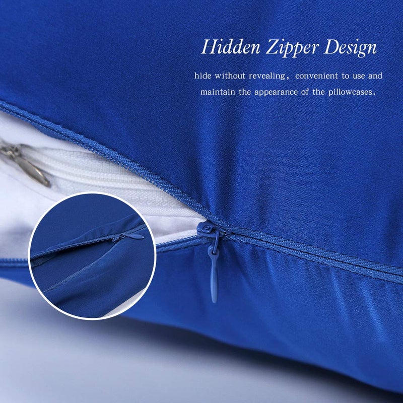 Jocoku Jocoku 100% Mulberry Silk Pillowcases Set of 2 for Hair and Skin and Super Soft and Breathable Queen Size Nature Silk Pillowcases (Queen  Royal Blue)  - Image 4