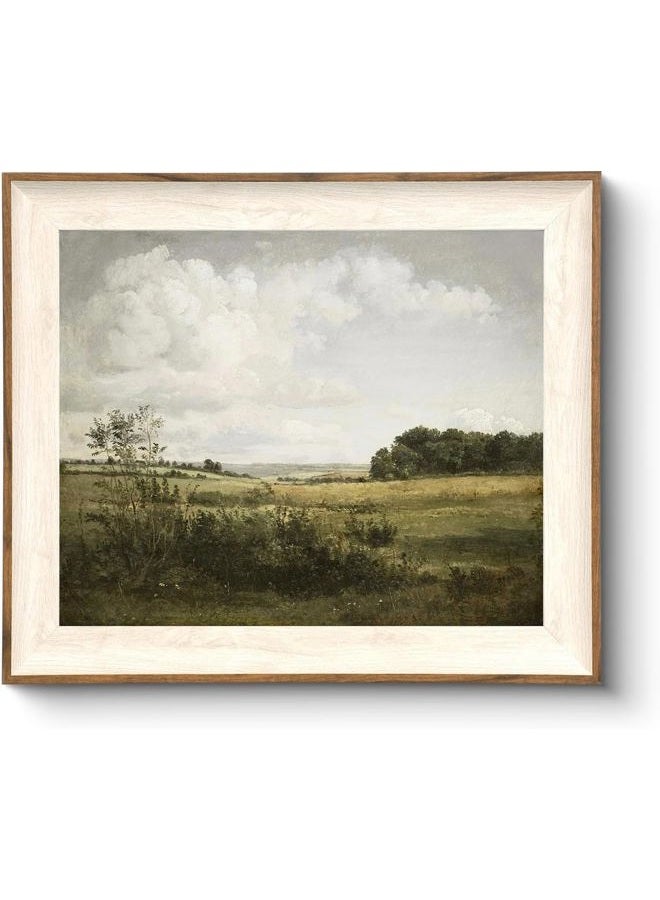 ASTRDECOR Framed Canvas Wall Art for Bedroom, Vintage Nature Wall Art for Home Decor Aesthetic, Mountain Pictures Green Wall Decor Living Room, Meadow Oil Painting Landscape Artwork Prints-10''x12'' - Image 1
