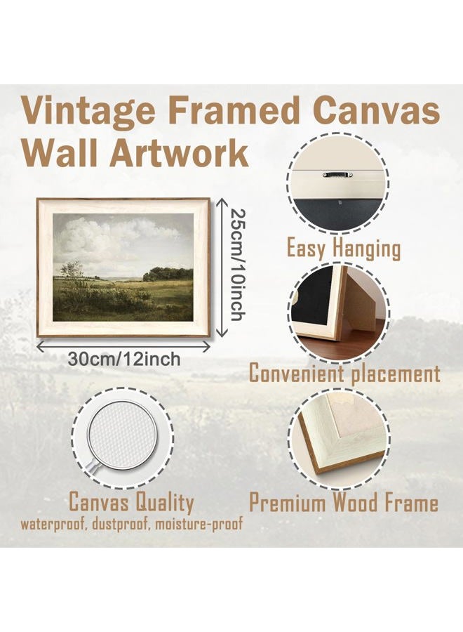 ASTRDECOR Framed Canvas Wall Art for Bedroom, Vintage Nature Wall Art for Home Decor Aesthetic, Mountain Pictures Green Wall Decor Living Room, Meadow Oil Painting Landscape Artwork Prints-10''x12'' - Image 2