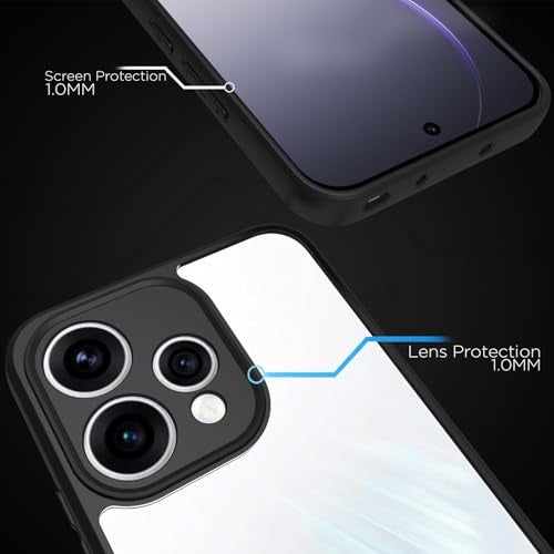 RIGGEAR Shockproof Sleek Hybrid Armor Back Cover Case for Oppo Reno15, Reno 15 5G (Clear PC + Black TPU Bumper) - Image 4