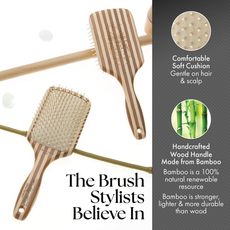 Olivia Garden Healthy Hair Eco-Friendly Bamboo Ionic Paddle Hair Brush - Large - Image 4