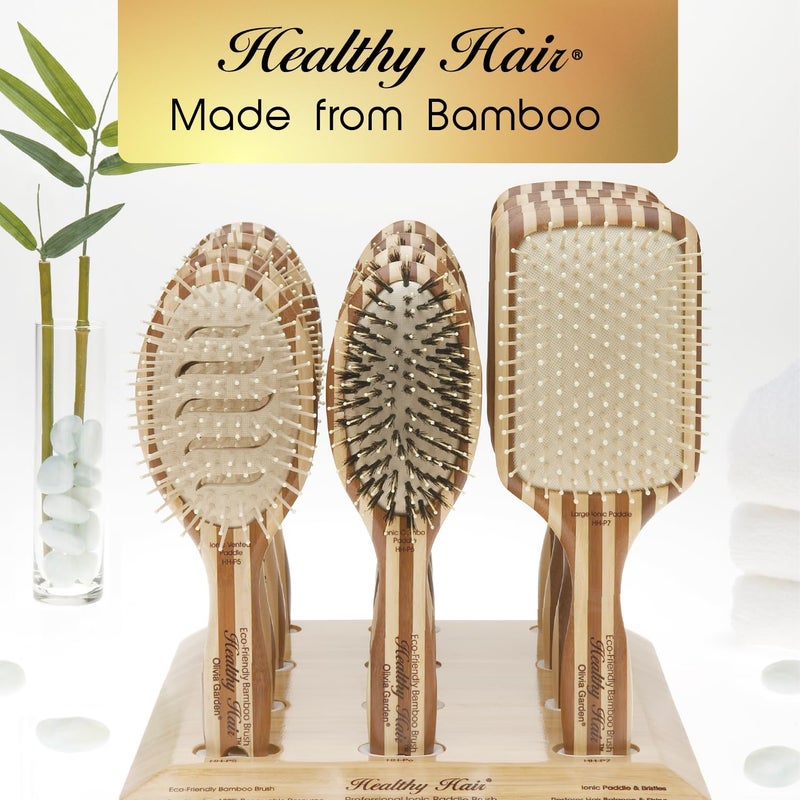 Olivia Garden Healthy Hair Eco-Friendly Bamboo Ionic Paddle Hair Brush - Large - Image 5
