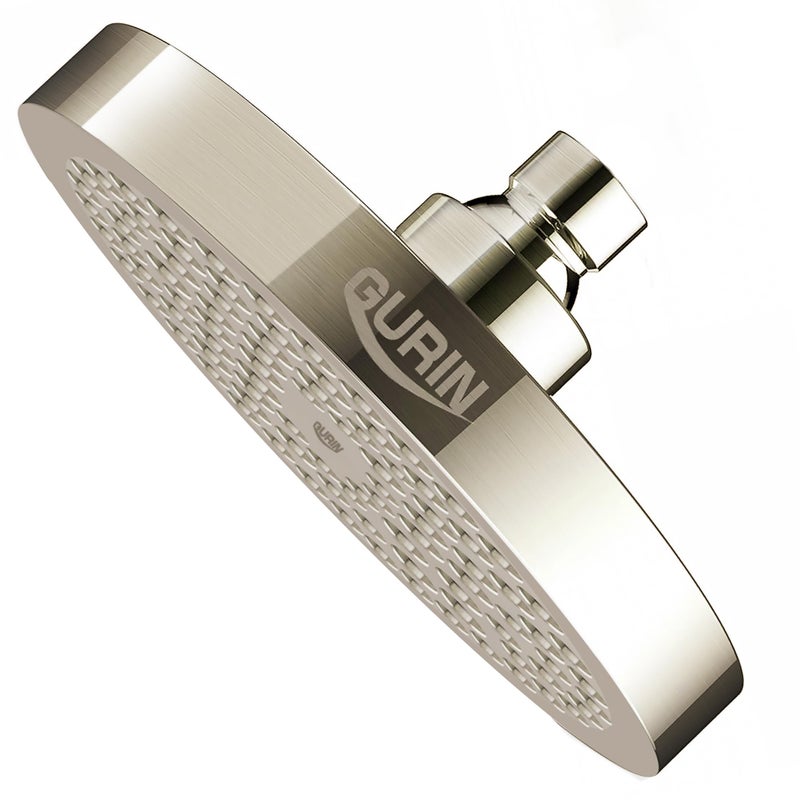 Gurin Shower Head High Pressure Rain  Luxury Bathroom Showerhead With Brushed Nickel Plated Finish  Adjustable Angles  Anti-Clogging Silicone Nozzles - Image 2