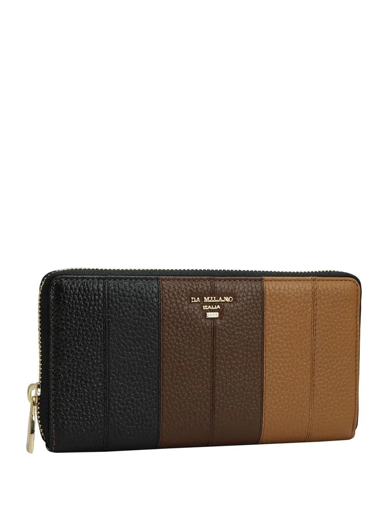 دا ميلانو محفظة نسائية جلد طبيعي دا ميلانو أسود وبني