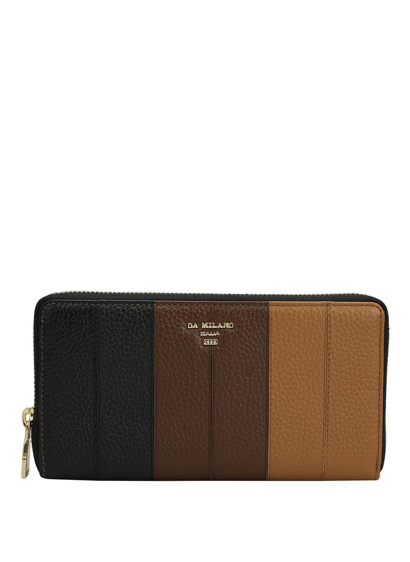 دا ميلانو محفظة نسائية جلد طبيعي دا ميلانو أسود وبني