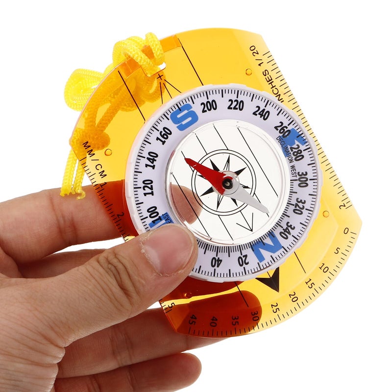Orange Orienteering Compass with Ruler and Direction Pointer for Hiking Camping Navigation - Image 4