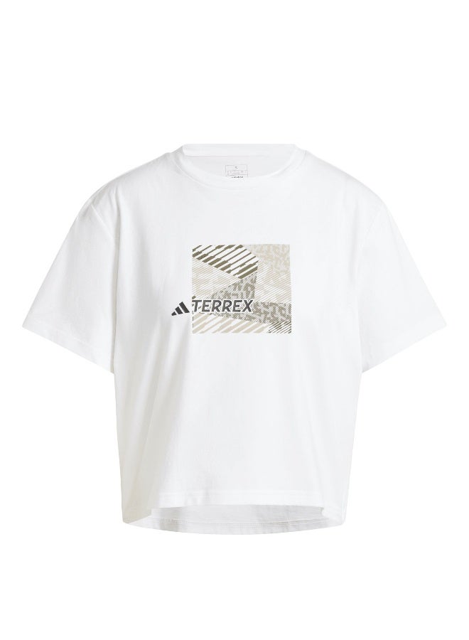 Adidas Puzzle Tee White Hiking T-Shirts 2XS - Image 1