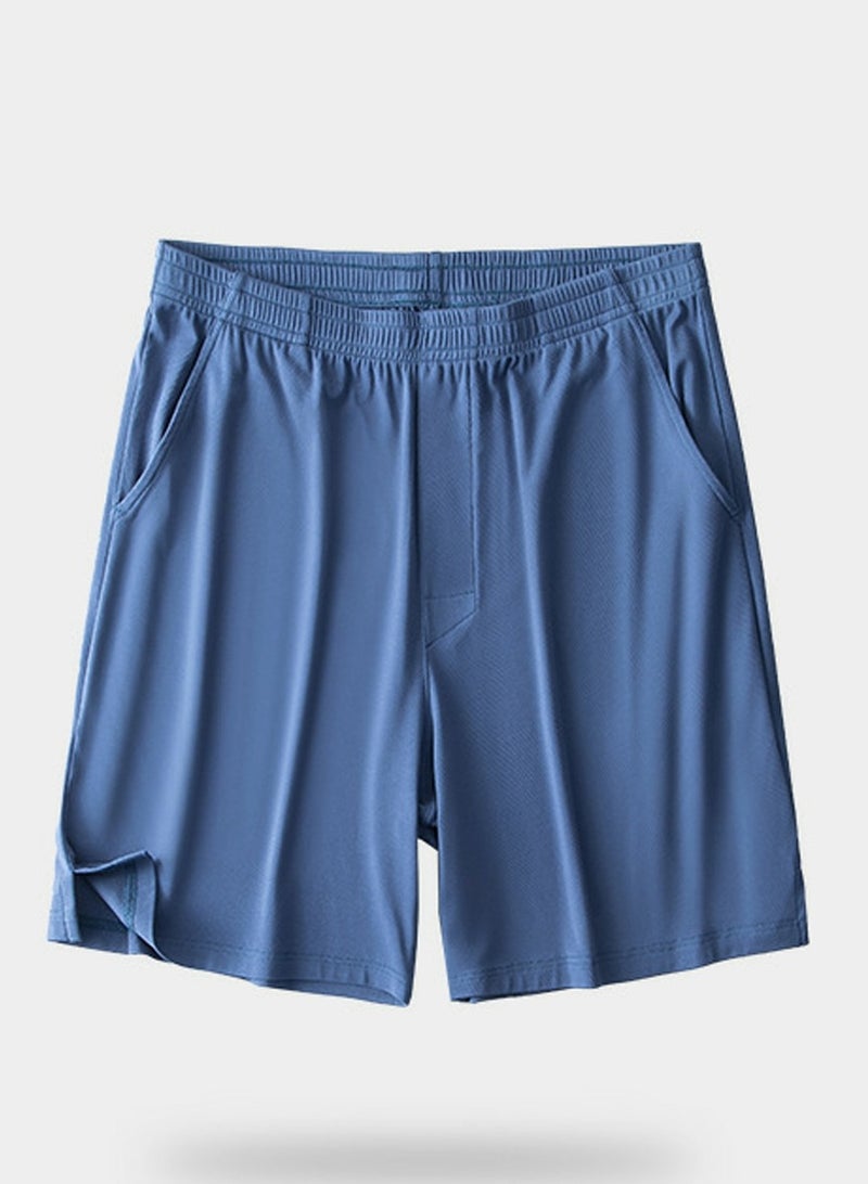 Loquat Men's Solid Color Boxer Shorts Underwear For Men Classic Relaxed Fit Shorts Blue 
