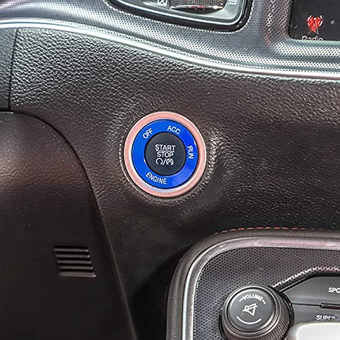 Keptrim For Challenger Charger Engine Start Stop Trim For 20102020 Dodge ChallengerCharger Ram For 2014 Durango Blue Aluminum Alloy 1Pc - Image 2