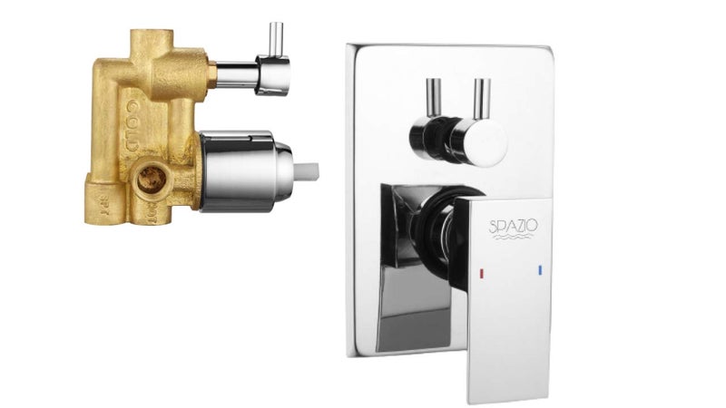 SPAZIO سبازيو صنبور خفي نحاسي 5 طرق لجسم كامل مع رافعة مفردة لنظام الحمام والدش مع صنبور محول ربع دورة - Image 1