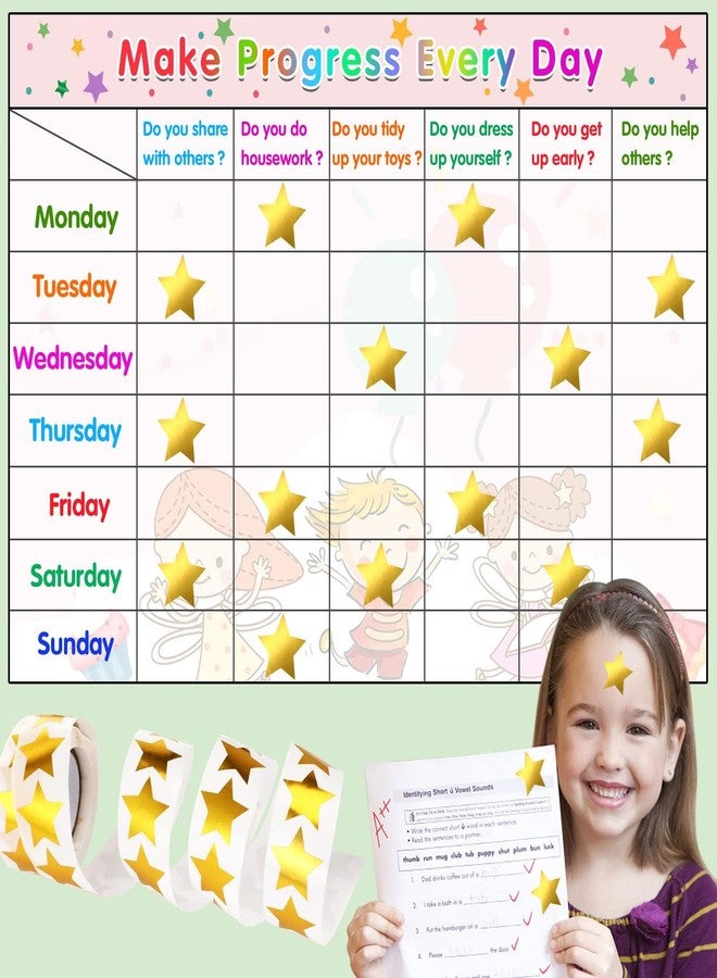 SANNIX Gold Star Stickers,1 Inch Gold Star Stickers for Kids Reward Self Adhesive Metallic Foil Labels 500Pcs Stars Sticker for DIY Crafts Classroom Teachers Supplies - Image 4
