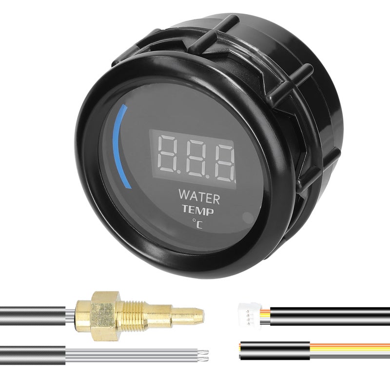 52mm Water Temperature Gauge Car Digital Meter LED Display 20-120℃ with Sensor Alarm Function for Car Truck Motorcycle - Image 1