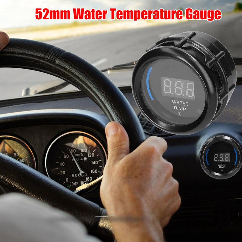 52mm Water Temperature Gauge Car Digital Meter LED Display 20-120℃ with Sensor Alarm Function for Car Truck Motorcycle - Image 4