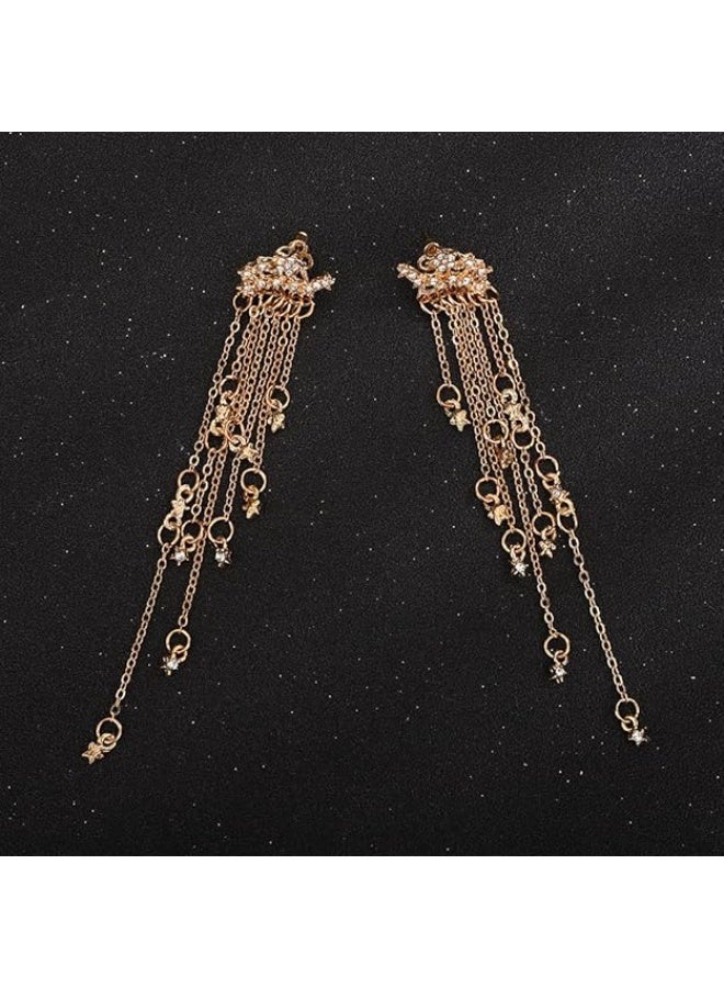 Denifery Shining Stars Tassel Earrings Hanging Exquisite Earrings, for Women (Gold) - Image 4