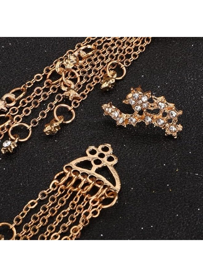 Denifery Shining Stars Tassel Earrings Hanging Exquisite Earrings, for Women (Gold) - Image 3