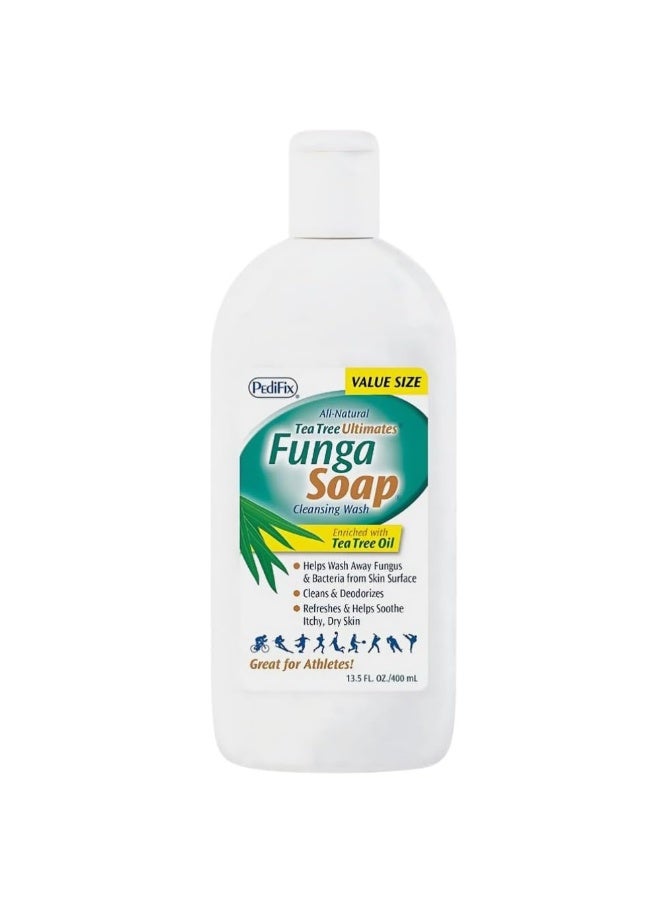 PediFix FungaSoap Tea Tree Cleansing Wash â€“ Antifungal Body Wash & Foot Soap â€“ All-Natural Tea Tree Oil Cleanser for Athleteâ€™s Foot, Ringworm, Jock Itch, Body Odor & Fungus - 13.5 fl. oz - Image 1