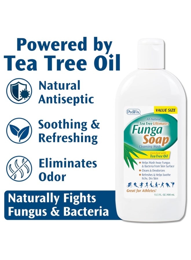 PediFix FungaSoap Tea Tree Cleansing Wash â€“ Antifungal Body Wash & Foot Soap â€“ All-Natural Tea Tree Oil Cleanser for Athleteâ€™s Foot, Ringworm, Jock Itch, Body Odor & Fungus - 13.5 fl. oz - Image 2