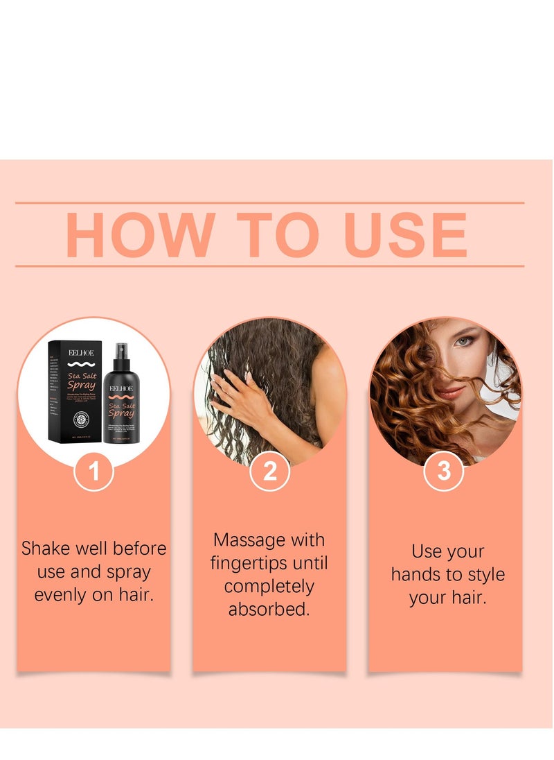 EELHOE Sea Salt Spray for Textured Beach Waves & Volume, Hair Texturizing Spray with Kelp for Men & Women, Adds Thickness & Shine for Fine or Wavy Hair (100ml/3.38oz) - Image 5