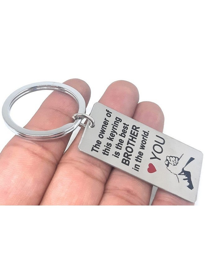 Aura Rakshabandhan Bhaidooj Birthday Anniversary Gift Keychain for Bike Car House Office Bhai Brother Bro Stainless Steel Silver Key Chain - Image 2