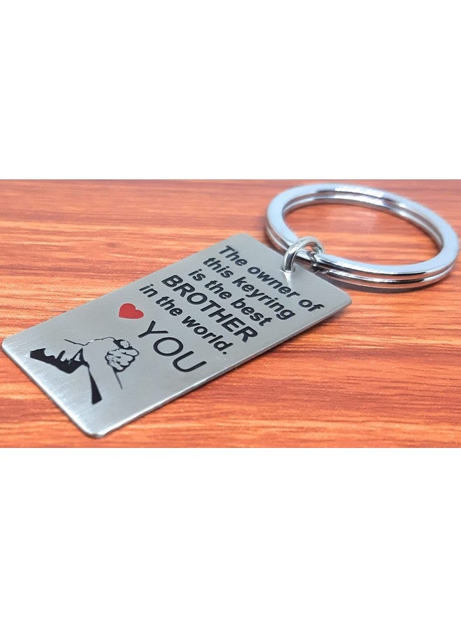 Aura Rakshabandhan Bhaidooj Birthday Anniversary Gift Keychain for Bike Car House Office Bhai Brother Bro Stainless Steel Silver Key Chain - Image 3