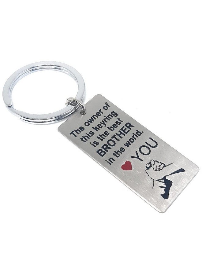 Aura Rakshabandhan Bhaidooj Birthday Anniversary Gift Keychain for Bike Car House Office Bhai Brother Bro Stainless Steel Silver Key Chain - Image 1