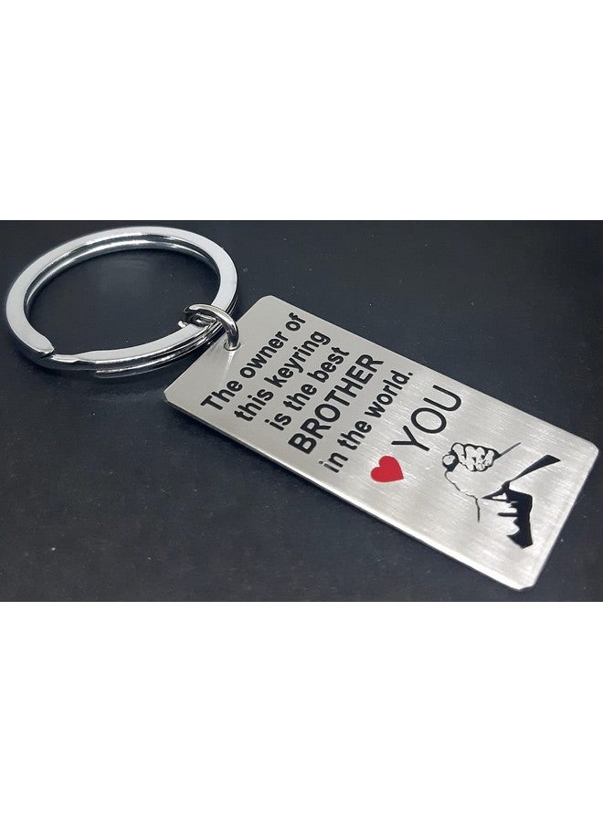 Aura Rakshabandhan Bhaidooj Birthday Anniversary Gift Keychain for Bike Car House Office Bhai Brother Bro Stainless Steel Silver Key Chain - Image 4