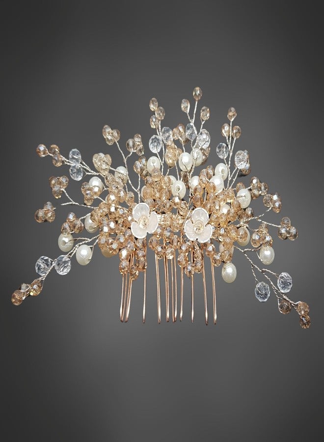 ANVIK Pearl And Crystal Fancy Hair Clip/Side Pin/Comb Pin/Juda Pin/Crystal Bun Pin For Women And Girls Bride Hair Styling Wedding Hair Accessories For Women Flower Hair Accessory - Image 1