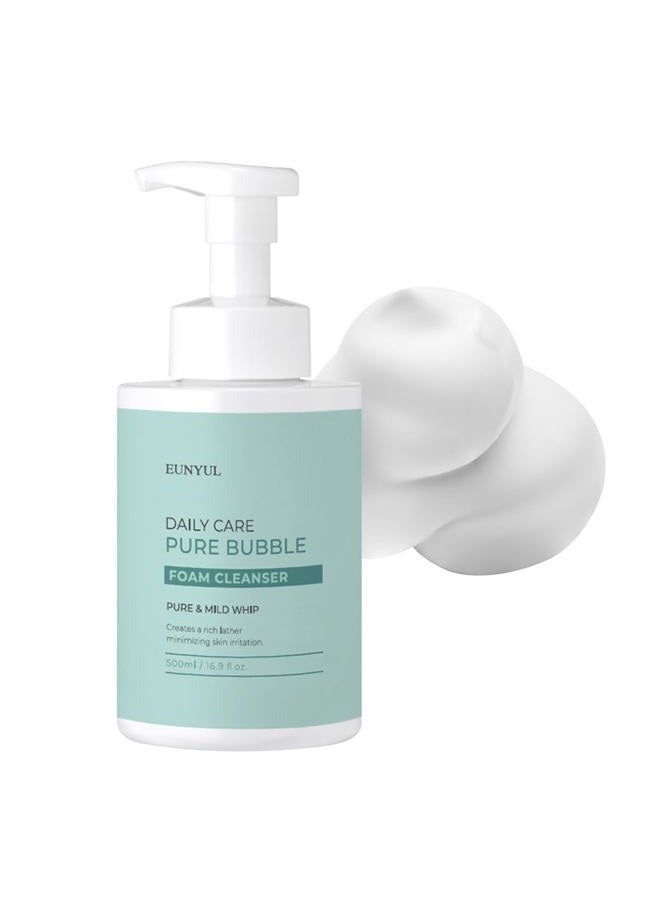 Eunyul Daily Care Pure Bubble Foam Cleanser 16.9 fl. Oz. Korean Skincare Cosmetics PH 5.5 Bubble foam with Pump type Large Size Foam Cleansing for Deep cleansing & Hydration after face washing - Image 1