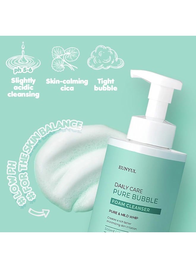 Eunyul Daily Care Pure Bubble Foam Cleanser 16.9 fl. Oz. Korean Skincare Cosmetics PH 5.5 Bubble foam with Pump type Large Size Foam Cleansing for Deep cleansing & Hydration after face washing - Image 3