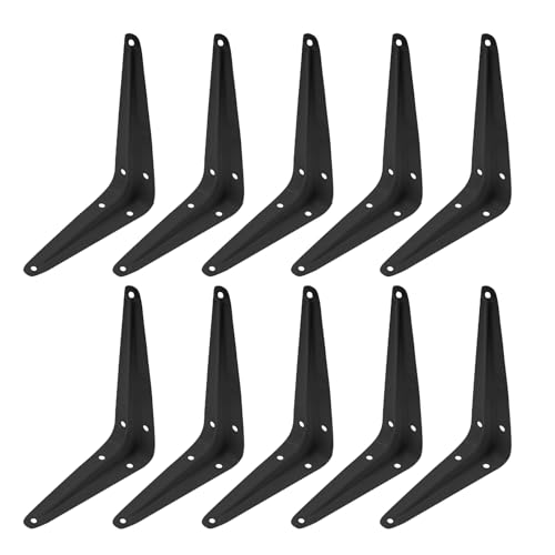 Verkelly 10 Pcs Shelf Brackets 5 x 6 Inch Black Heavy Duty Metal Wall Corner Angle Shelving for Wall Hanging Shelves with Wall Anchors and ScrewsBlack - Image 1