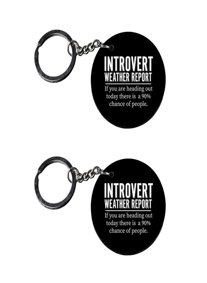 Tinywalk Set of 2 | Circle Shape Printed Wooden Keychains Introvert | Circle Shape keyrings | Circle Shape Keychains| Printed keyrings - Image 1