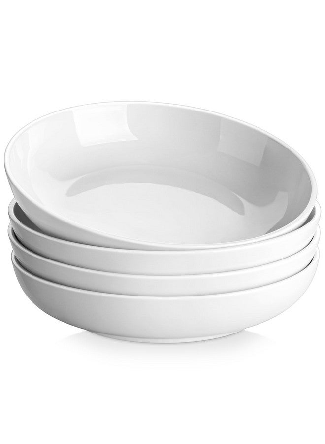 MALACASA 10" Large Pasta Bowls, 56 OZ White Salad Bowls Soup Bowls, Porcelain Serving Bowls Set of 4, Large Kitchen Bowl Plates Pasta Plates, Microwave & Dishwasher Safe, Series REGULAR - Image 1