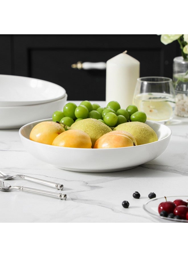 MALACASA 10" Large Pasta Bowls, 56 OZ White Salad Bowls Soup Bowls, Porcelain Serving Bowls Set of 4, Large Kitchen Bowl Plates Pasta Plates, Microwave & Dishwasher Safe, Series REGULAR - Image 5