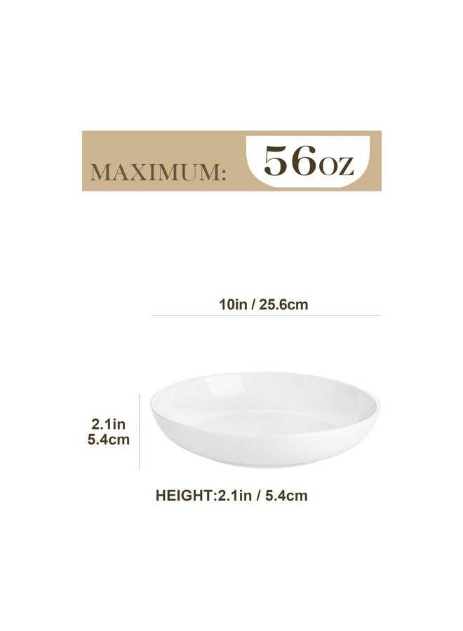 MALACASA 10" Large Pasta Bowls, 56 OZ White Salad Bowls Soup Bowls, Porcelain Serving Bowls Set of 4, Large Kitchen Bowl Plates Pasta Plates, Microwave & Dishwasher Safe, Series REGULAR - Image 2