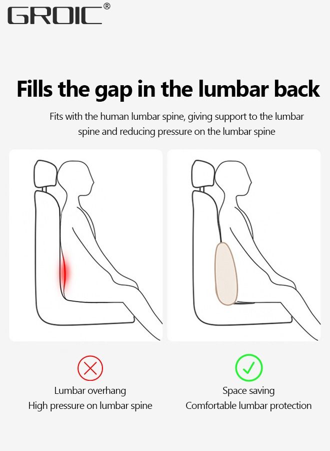 GROIC Lumbar Support Pillow and Car Headrest Neck Pillow Set,Car Back Cushion Lumbar Support and Car Neck Pillow Kit,Memory Foam Ergonomic Seat Cushion with Adjustable Strap Automotive Interior - Image 4